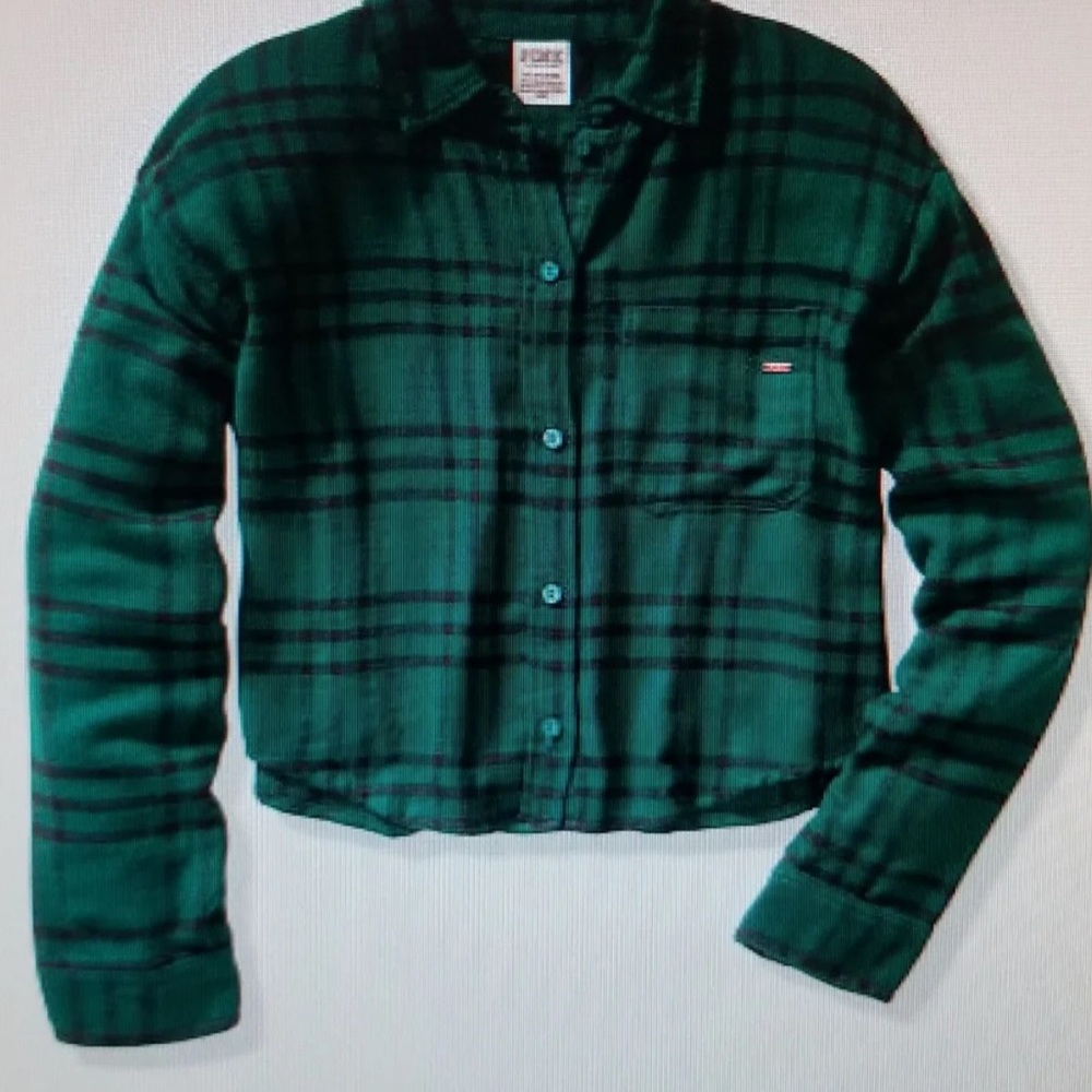 green flannel crop top